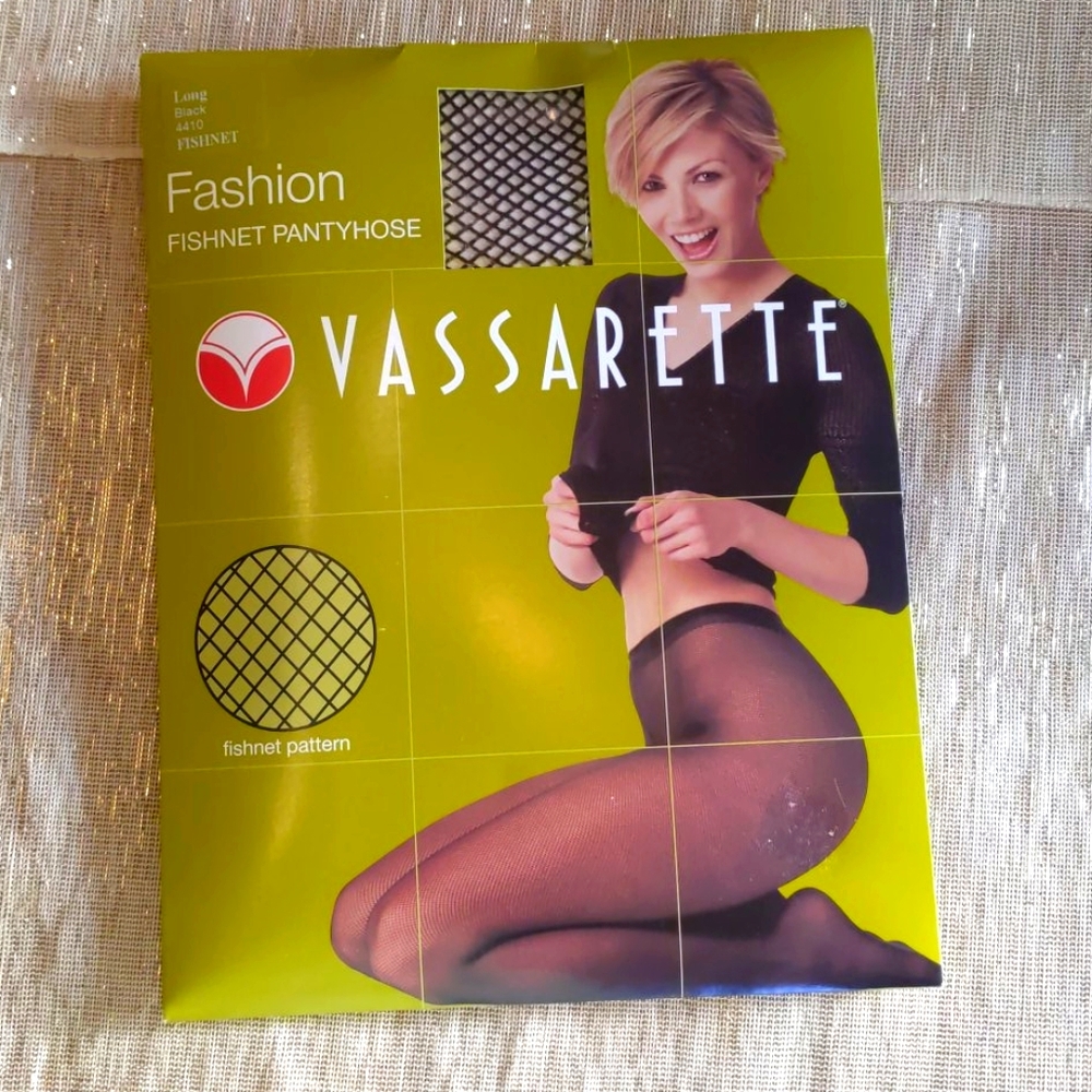 Vassarette black fishnet pantyhose